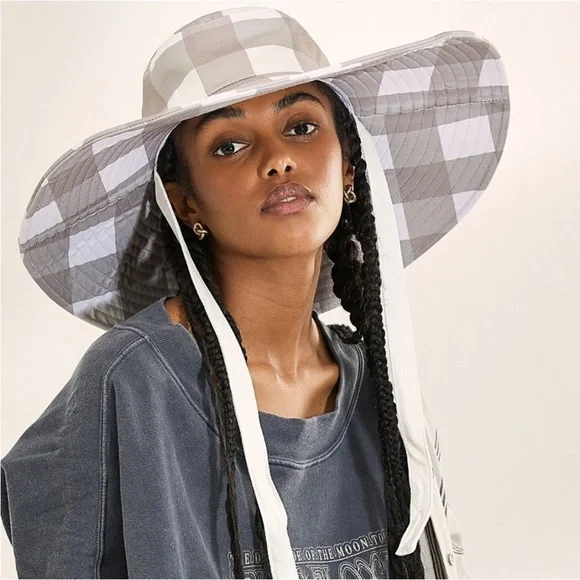 Free People X Casa Clara Palmetto plaid Wide Brim Bucket Hat Kennedy Cotton Bucket Hat | Hemlock Hat Co. | Soft Checker  main image 4